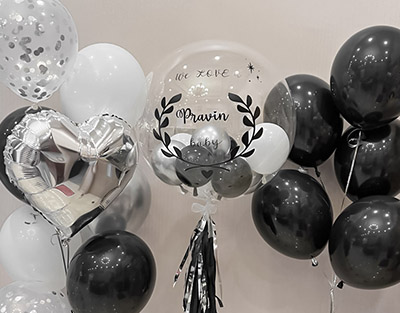 黑色白色银色氦气球🎈透明飘空球中球🎀
